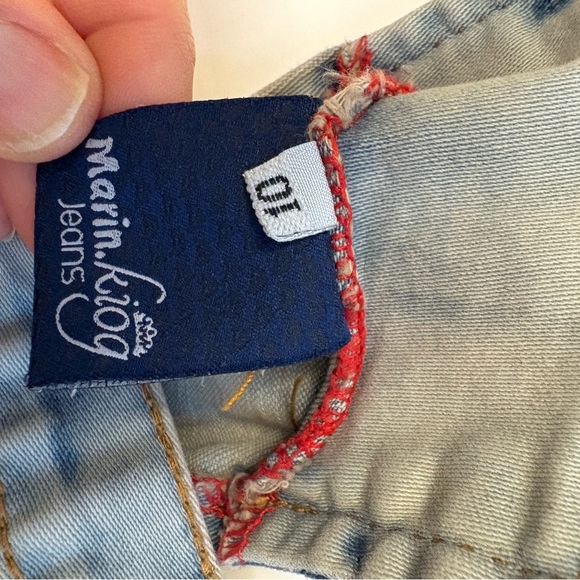 Marin kiog distressed denim jeans overalls mini dress women's size XS - Picture 6 of 9